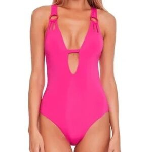 BECCA Cutout Plunge One Piece Swimsuit. Size Small.  NEW with tags